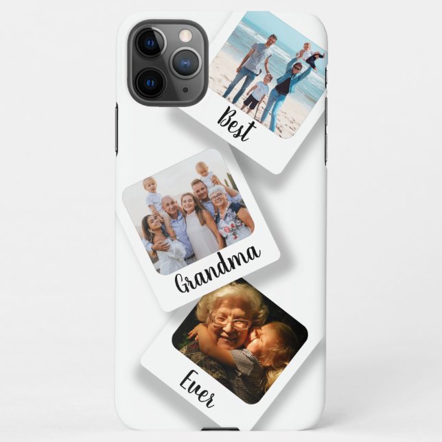 Beste Oma je 3 Foto Retro White iPhone Hülle (Rückseite)