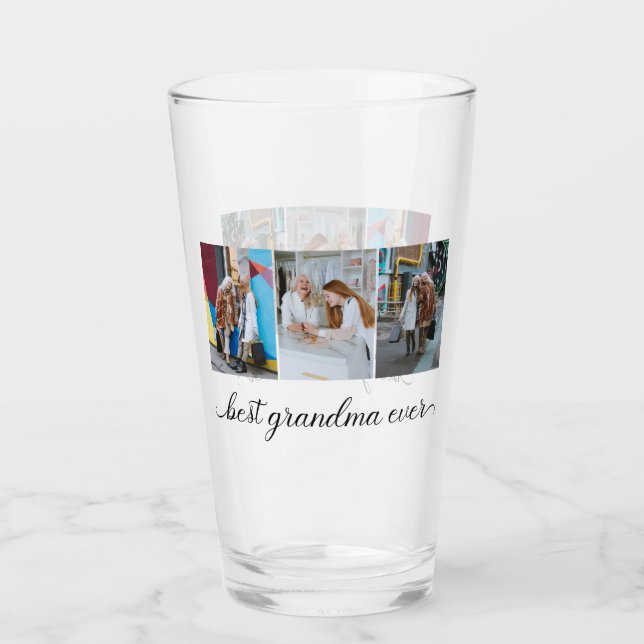 Beste Oma je 3 FotoCollage Glas (Vorderseite)