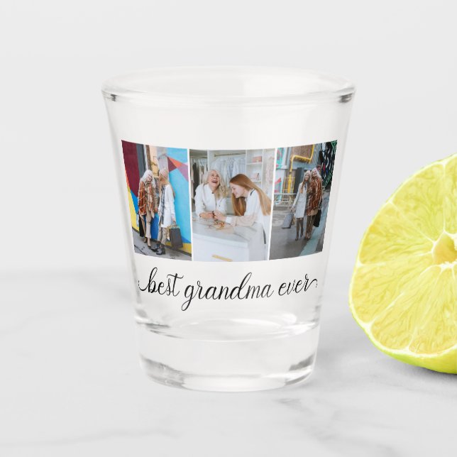Beste Oma je 3 FotoCollage Schnapsglas (Vorderseite)
