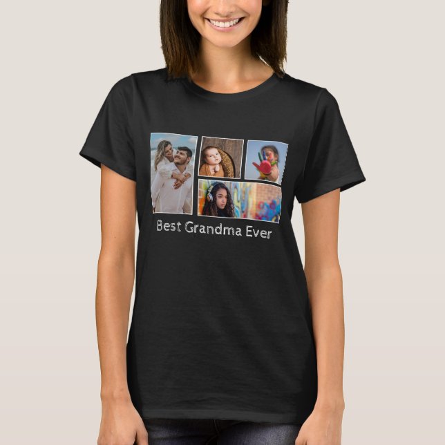 Beste Oma je 4 Foto individuell T-Shirt (Vorderseite)