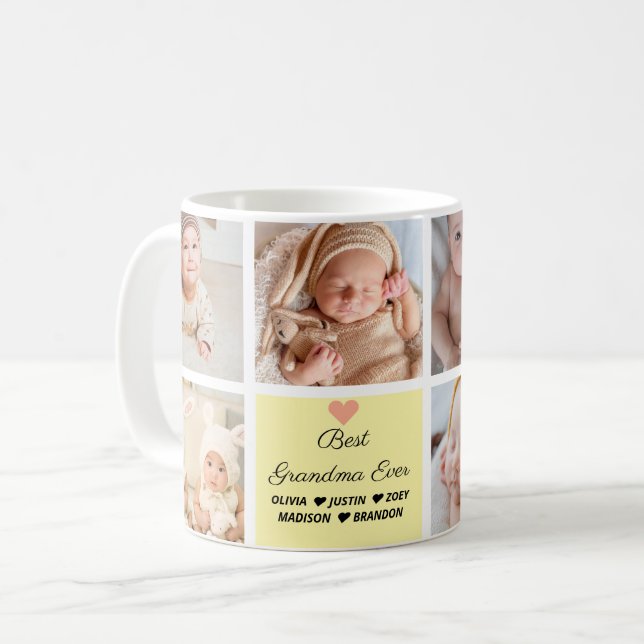 Beste Oma je 8-Foto Collage Kaffeetasse (Vorderseite Links)