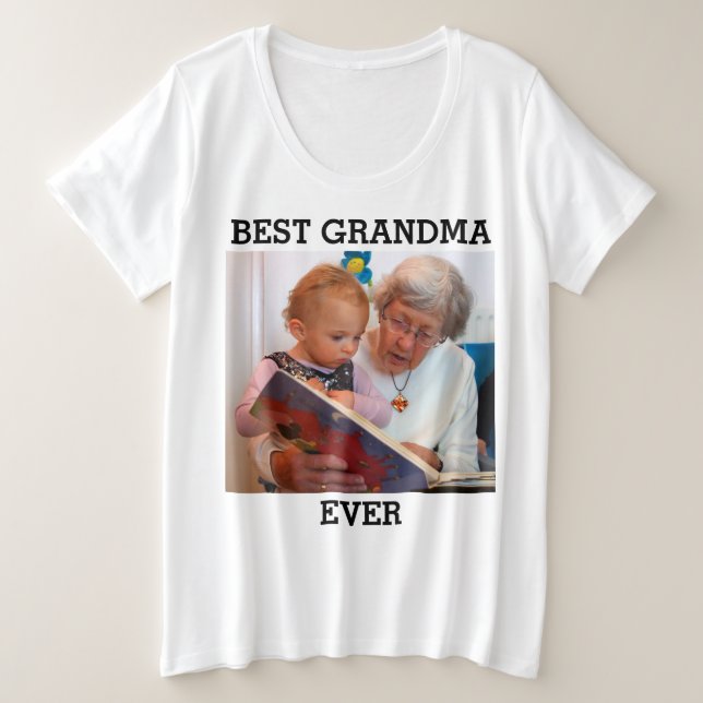 Beste Oma je benutzerdefiniertes Foto Erstellen Si Große Größe T-Shirt (Design vorne)