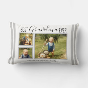 Beste Oma je Custom 3 Foto Collage White Lendenkissen