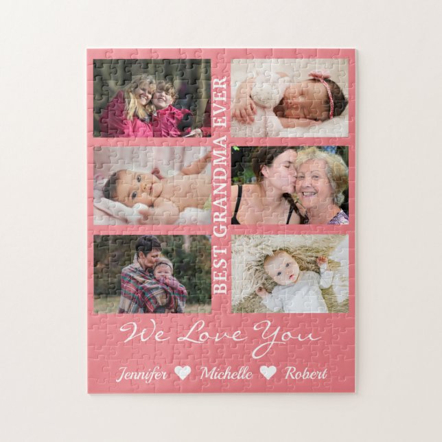 Beste Oma je Custom Fotos Großkinder Name (Vertikal)