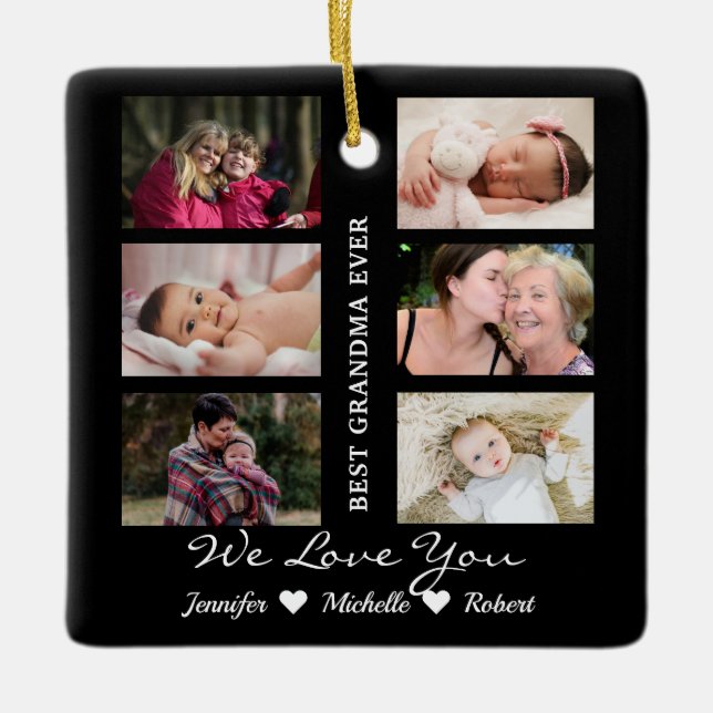 Beste Oma je Custom Fotos Großkinder Name Keramikornament (Vorderseite)