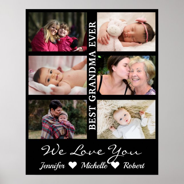 Beste Oma je Custom Fotos Großkinder Name Poster (Vorne)