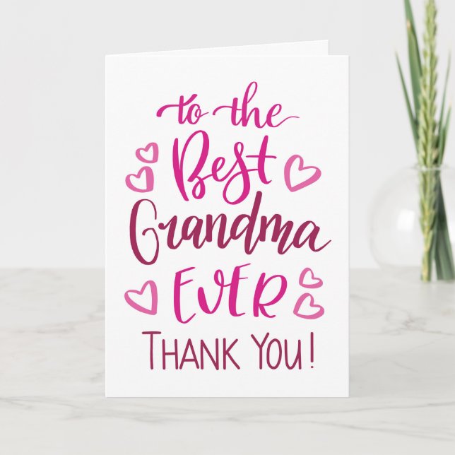 Beste Oma je Danke, Typografie in Pink Karte (Vorderseite)