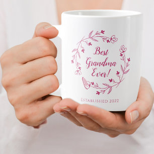 Beste Oma je Familie Blumenkraut Jahr rosa Jumbo-Tasse