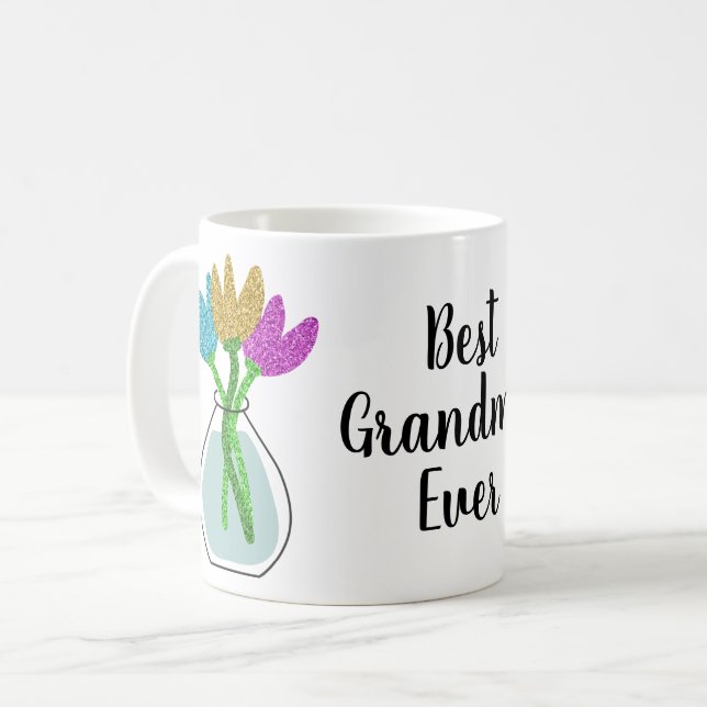 Beste Oma je Floral Kaffeetasse (Vorderseite Links)
