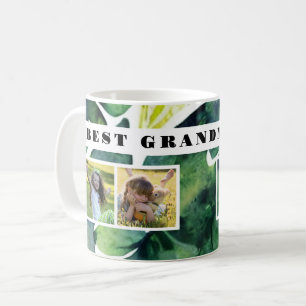 Beste Oma je Foto Collage Aquarell-Blätter Kaffeetasse