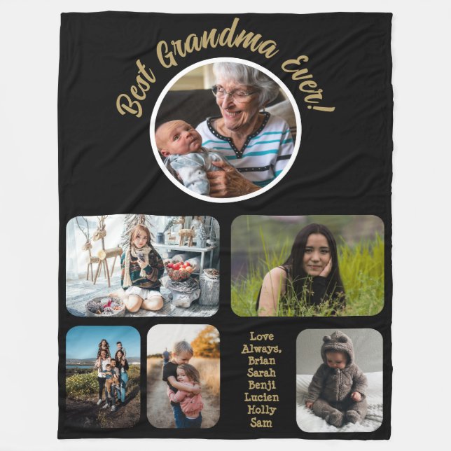 Beste Oma je Foto Collage Fleece Blankon (Vorderseite)