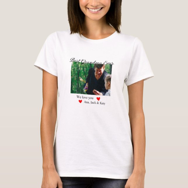 Beste Oma je Foto Collage wir Liebe Sie nennen T-Shirt (Vorderseite)