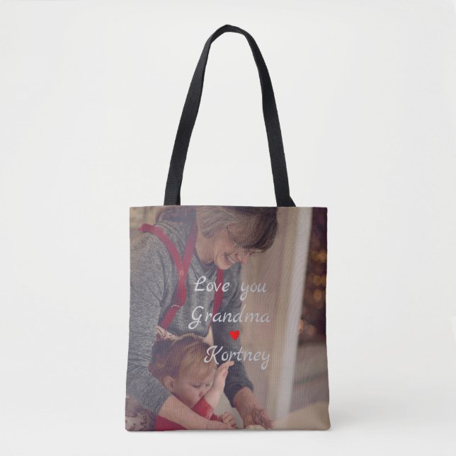 Beste Oma je Foto Collage wir Liebe Sie nennen Tasche (Vorderseite)