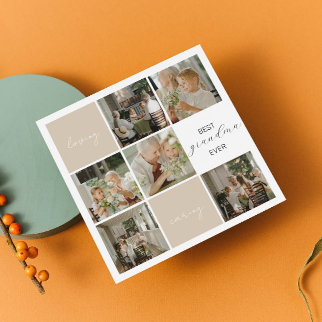 Beste Oma je | FotoCollage | Mocha Feiertagskarte (Von Creator hochgeladen)