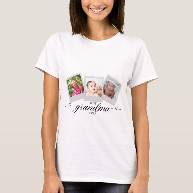 Beste Oma je FotoCollage Personalisiert Niedlich T-Shirt (Vorderseite)