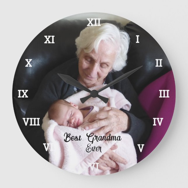 Beste Oma je Fotomaterial erstellen Große Wanduhr (Vorderseite)