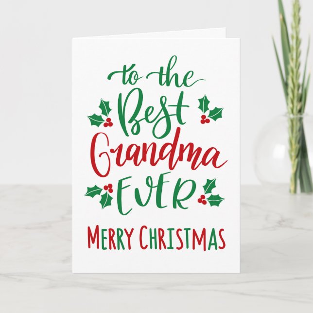 Beste Oma je frohe Weihnachts-Typografie Karte (Vorderseite)