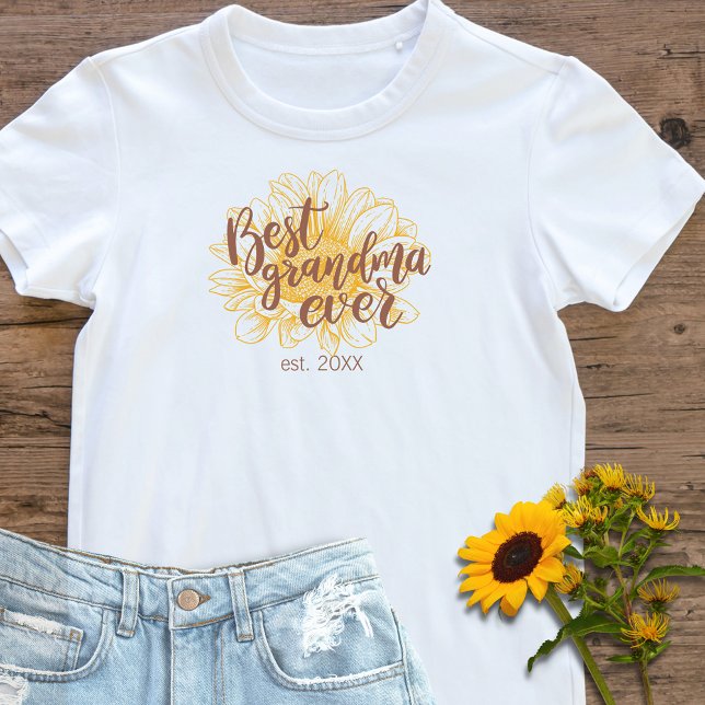Beste Oma je gelbe Sonnenblume Osten. Jahr T-Shirt (Best Grandma Ever Yellow Sunflower Est. Year T-Shirt)