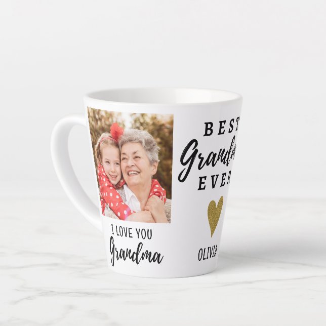 Beste Oma je Großkind Liebe Ihr 2 Foto Milchtasse (Linke Ecke)