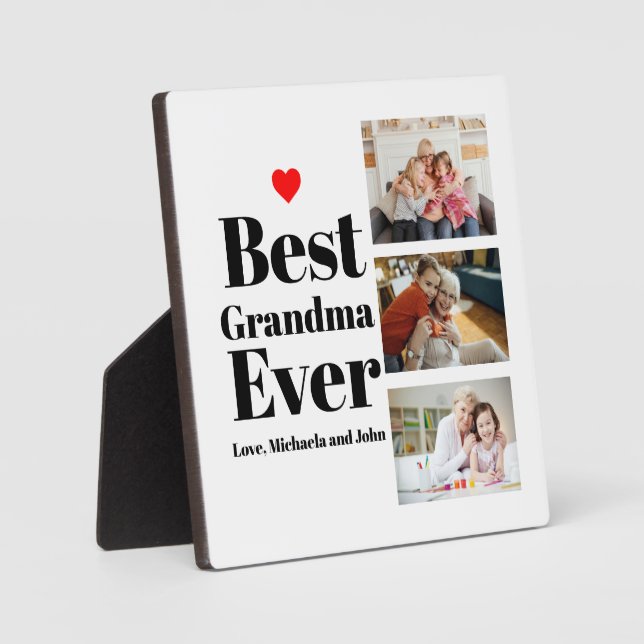 Beste Oma je Herz 3 FotoCollage Fotoplatte (Vorderseite)