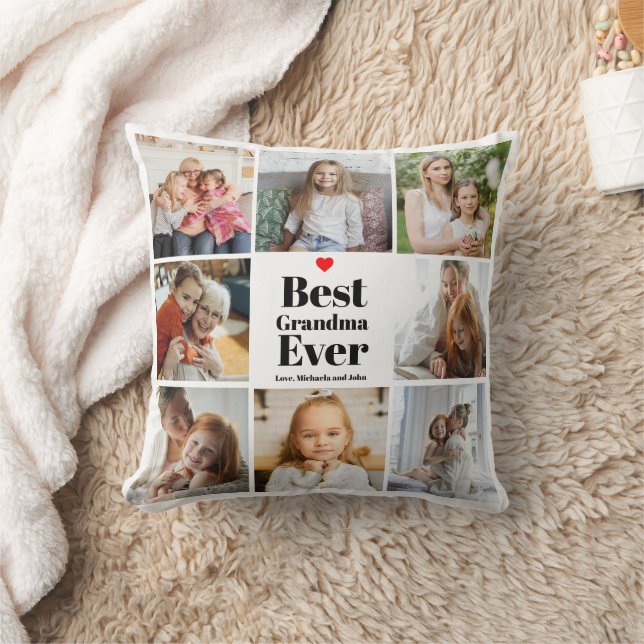 Beste Oma je Herz 8 FotoCollage Kissen (Decke)