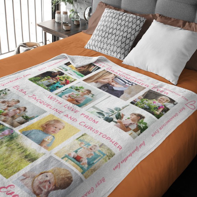 Beste Oma je Moderne Custom 12 FotoCollage Fleecedecke (Custom blanket for grandmother for your favorite photos and text.)
