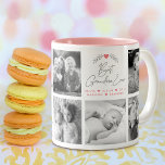 Beste Oma je Modernes Drehbuch 8 FotoCollage Zweifarbige Tasse<br><div class="desc">"Beste Oma je." Sie liebt jede Minute mit ihren Enkelkindern. Ein stylisches, einfaches visuelle von weichgrauem, handgeschriebenem Drehbuch und Blatt-Herzlaurel, zusammen mit weicher Rose pink sans serif und script typografie Overlay einen weißen Hintergrund. Fügen Sie acht hochgeschätzte Fotos Ihrer Wahl hinzu und passen Sie die Namen für die perfekte moderne,...</div>