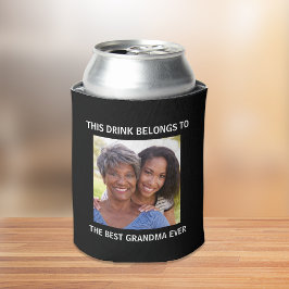 Beste Oma je Personalisiertes Foto Schwarz Dosenkühler