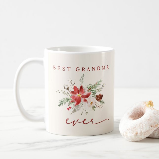 Beste Oma je Poinsettia Grüne Weihnachten Kaffeetasse (Mit Donut)