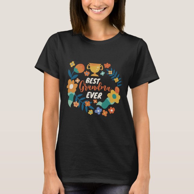 Beste Oma je Retro Blume Blumenreath T-Shirt (Vorderseite)