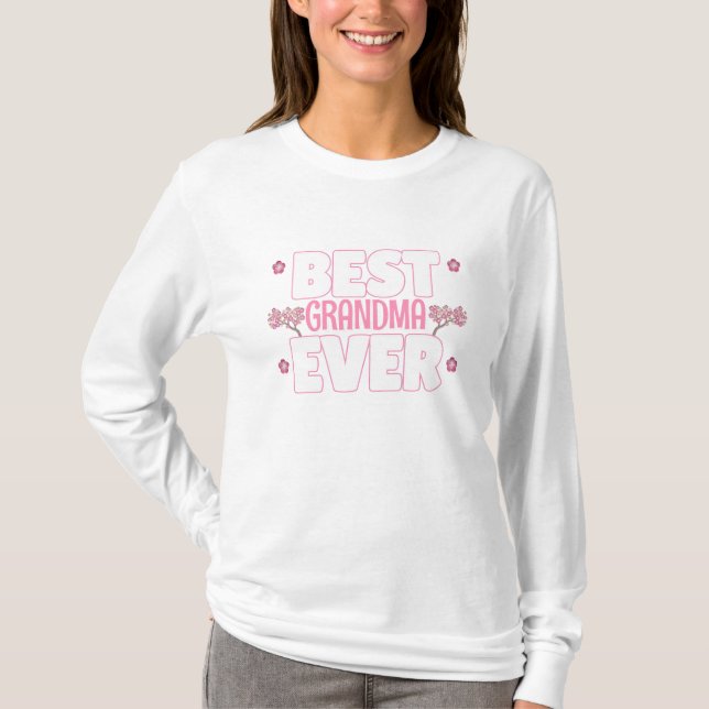 Beste Oma je - Rosa Kirschblüten T-Shirt (Vorderseite)