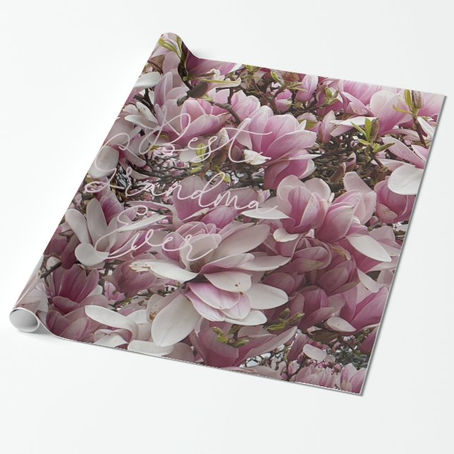 Beste Oma je Rosa Magnolia Blume Florenz Geschenkpapier (Ungerollt)