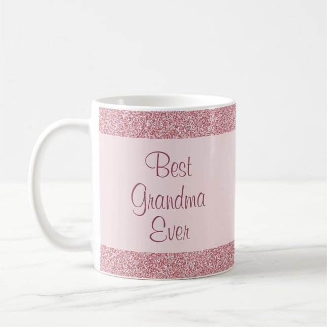 Beste Oma je Rose Gold Glitzer Look Einfach Kaffeetasse (Links)
