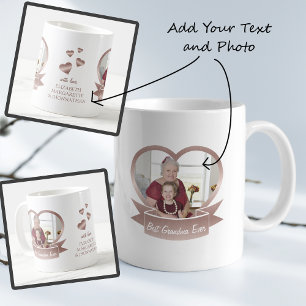 Beste Oma je Rose Goldenes Herz Foto und Namen Kaffeetasse