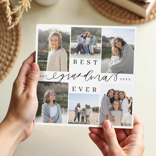 Beste Oma je Script Foto Collage Keepake Fotoplatte (Best Grandma Ever Script Photo Collage Keepsake Plaque)
