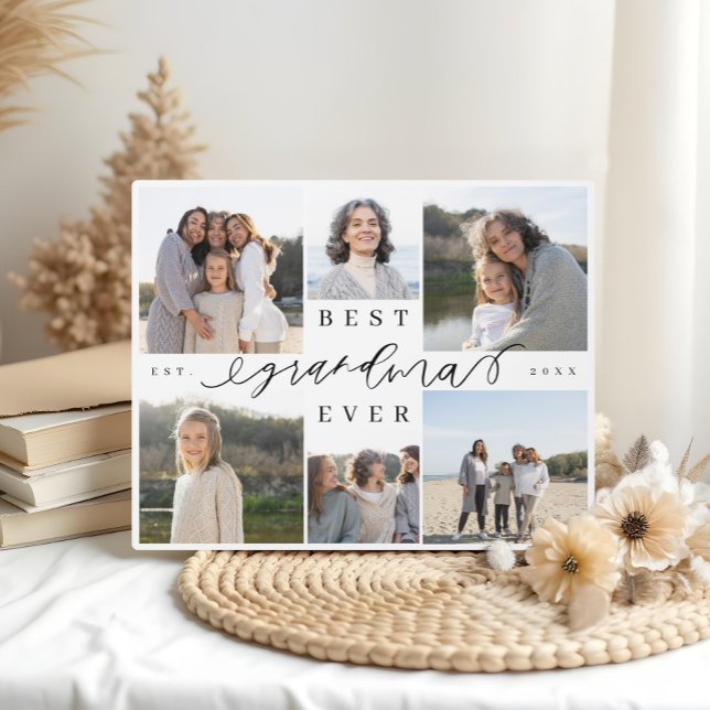 Beste Oma je Script Foto Collage Keepake Fotoplatte (Best Grandma Ever Script Photo Collage Keepsake Plaque)