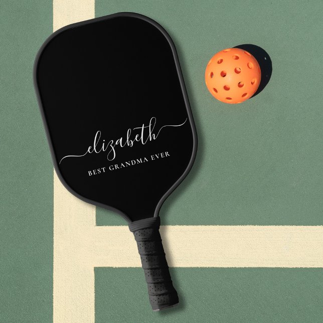 Beste Oma je Skriptmonogramm Schwarz Pickleball Schläger (Von Creator hochgeladen)