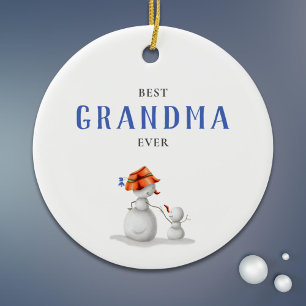 Beste Oma je Snowman Keramik Ornament