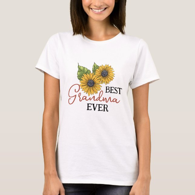 Beste Oma je Sonnenblume Personalisiert T-Shirt (Vorderseite)