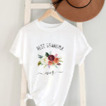 Beste Oma je | Trendy Burgundy Boho Floral T-Shirt<br><div class="desc">Dieses trendige und stilvolle Shirt sagt "Beste Oma aller Zeiten" in rustikaler,  handgeschriebener Schrift und verfügt über ein Aquarellbouquet mit bohfarbigen Blume in Marsala-,  Orange- und Weißtönen für ein Geschenk,  das Ihre Großmutter Liebe bekommt.</div>