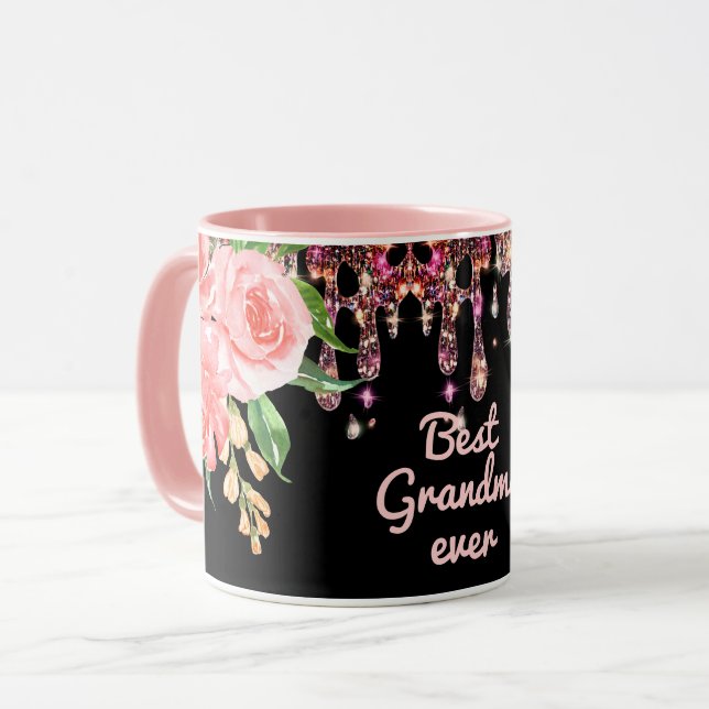 Beste Oma je Wasserfarbe Glitzer Tropfen  Tasse (Vorderseite Links)
