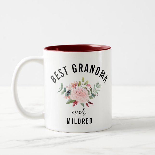 Beste Oma je Wasserfarbe Personalisiert Zweifarbige Tasse (Links)