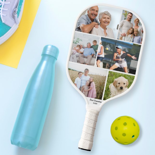 Beste Oma-Mama je Fotolage weiß Pickleball Schläger (Von Creator hochgeladen)