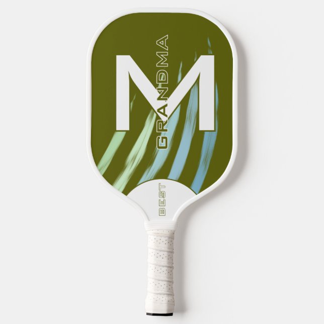 Beste Oma, Monogrammatikalische Initialen, Leichto Pickleball Schläger (Rückseite)