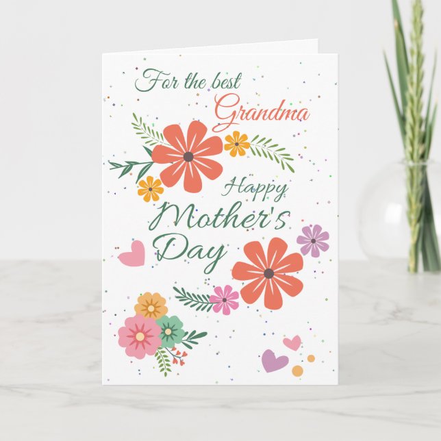 Beste Oma Mother's Day Blume Card Karte (Vorderseite)