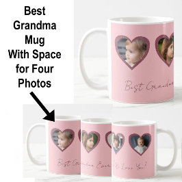 Beste Oma Rosa Herz Vier Kinder FotoCollage Kaffeetasse