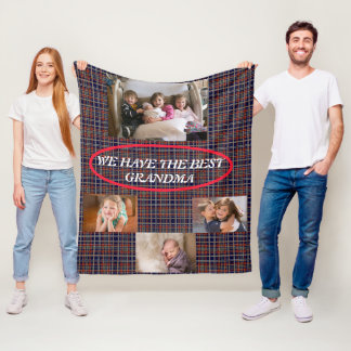 Beste Oma Tartan Kariert 4 Fotos Weißer Schriftart Fleecedecke