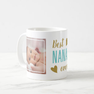Beste Oma überhaupt 2 Foto Blau und Gold Andenken Kaffeetasse