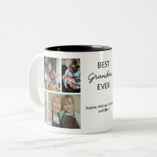 Beste Oma überhaupt 4 Fotos Enkelkinder Namen Zweifarbige Tasse