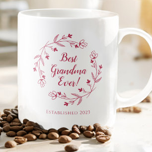 Beste Oma überhaupt Familienkranz Jahr Magenta Rot Kaffeetasse